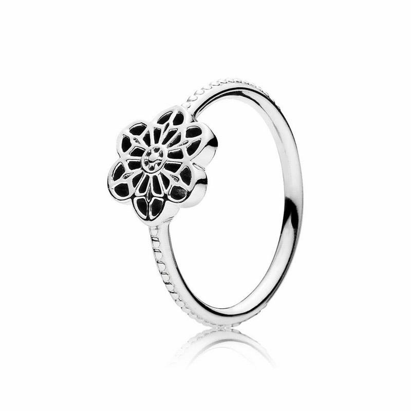 Pandora Floral Daisy Lace Stackable Ring Silver Egypt TJ7208945